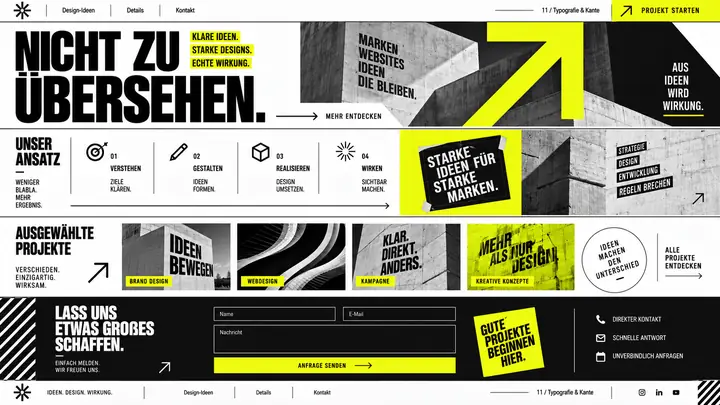 Design-Idee Typografie und Kante