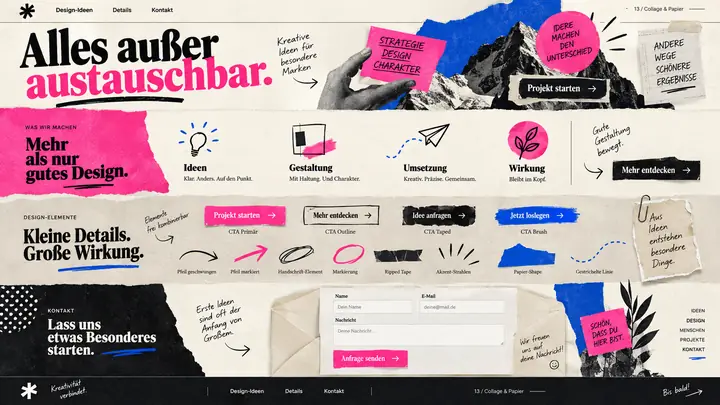 Design-Idee Collage und Papier