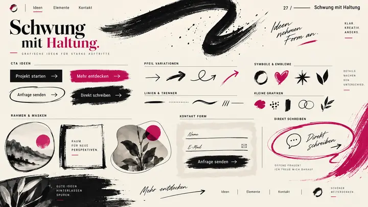 Design-Idee Kalligrafie und Kontrast