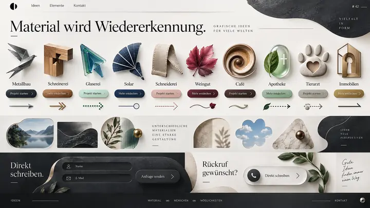 Design-Idee Zeichen aus Material